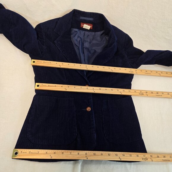 VINTAGE La Rose Old Money Academia Navy Blue Corduroy Blazer Size S/M LIKE NEW! - Picture 15 of 16